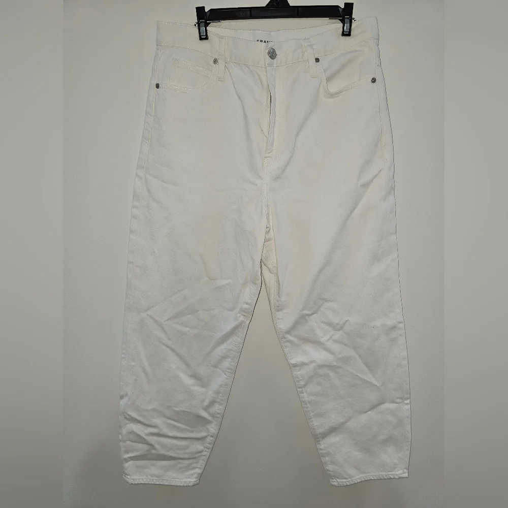 Frame Denim Jeans Womens 32 Ultra High Rise Barrell White LIKE NEW - Picture 2 of 13
